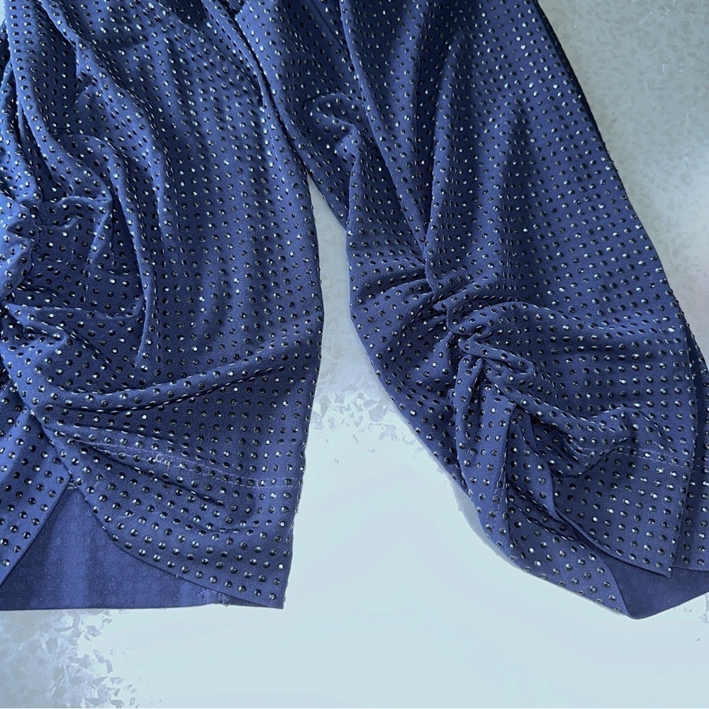 Grayse Jumpsuit Diamond Pave Cowl Neck Navy Stud Large CottageCore Y2K Glam - Picture 9 of 15